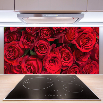 Panneaux de cuisine en verre Roses floral rouge