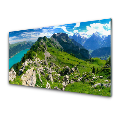 Panneaux de cuisine en verre Montagnes nature gris vert