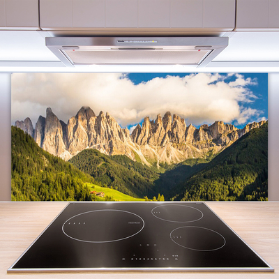 Panneaux de cuisine en verre Montagnes paysage brun vert