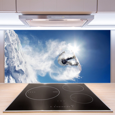 Panneaux de cuisine en verre Sports d'hiver neige art blanc