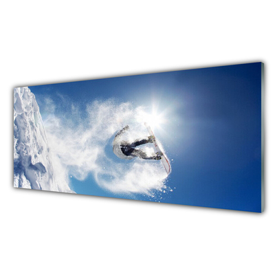 Panneaux de cuisine en verre Sports d'hiver neige art blanc