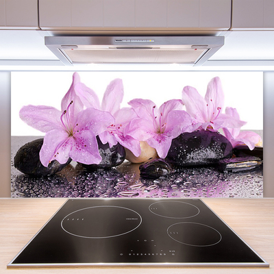 Panneaux de cuisine en verre Pierres fleurs floral rose noir