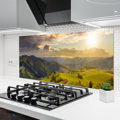 Panneaux de cuisine en verre Montagnes paysage noir vert