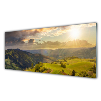 Panneaux de cuisine en verre Montagnes paysage noir vert