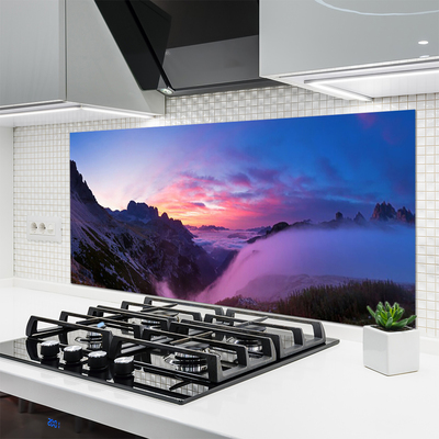 Panneaux de cuisine en verre Montagnes paysage noir violet