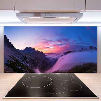 Panneaux de cuisine en verre Montagnes paysage noir violet