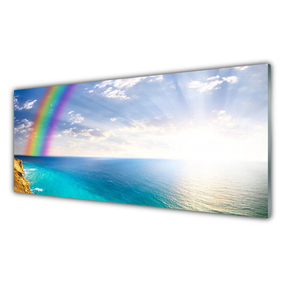 Panneaux de cuisine en verre Arc en ciel mer paysage multicolore