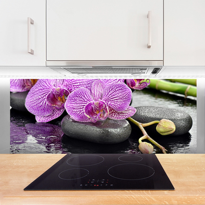 Panneaux de cuisine en verre Pierres fleurs floral rose gris
