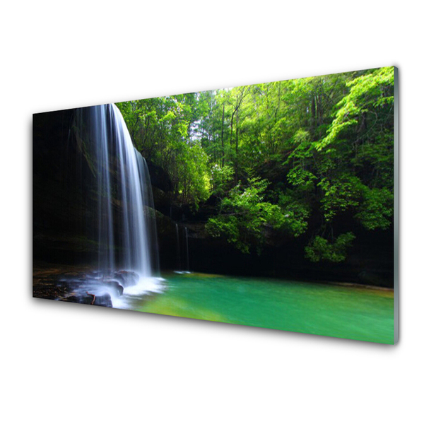 Panneaux de cuisine en verre Forêt chute d'eau nature violet bleu brun vert