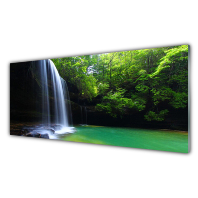 Panneaux de cuisine en verre Forêt chute d'eau nature violet bleu brun vert