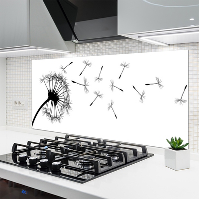 Panneaux de cuisine en verre Pissenlit floral noir gris