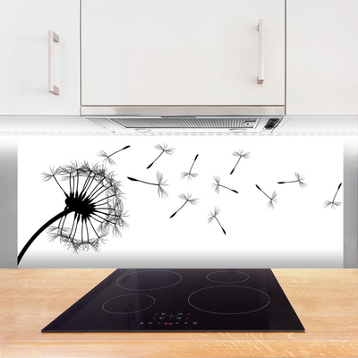 Panneaux de cuisine en verre Pissenlit floral noir gris