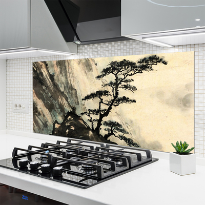 Panneaux de cuisine en verre Arbre nature noir
