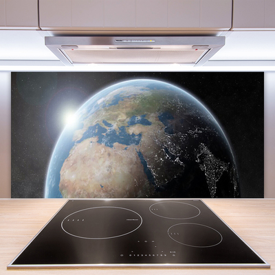 Panneaux de cuisine en verre Globe univers brun bleu vert