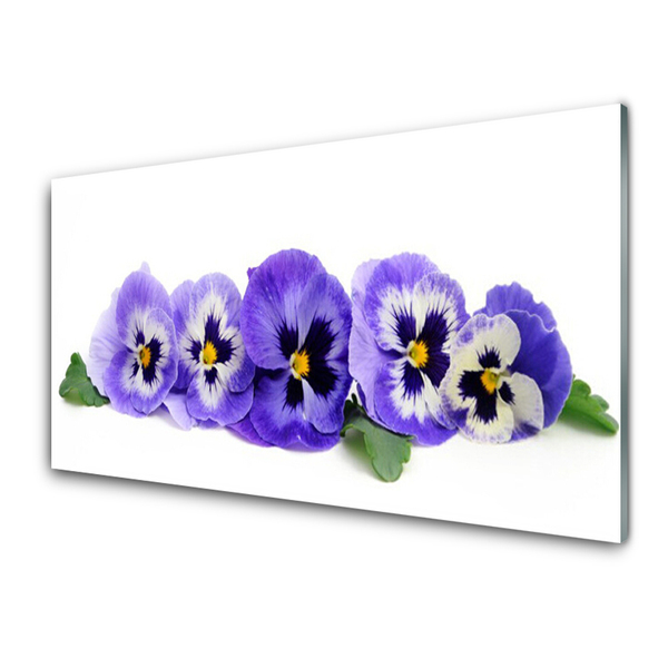 Panneaux de cuisine en verre Fleurs floral blanc violet vert