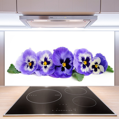 Panneaux de cuisine en verre Fleurs floral blanc violet vert