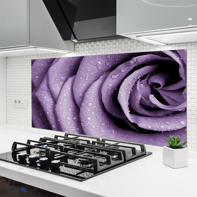 Panneaux de cuisine en verre Rose floral violet