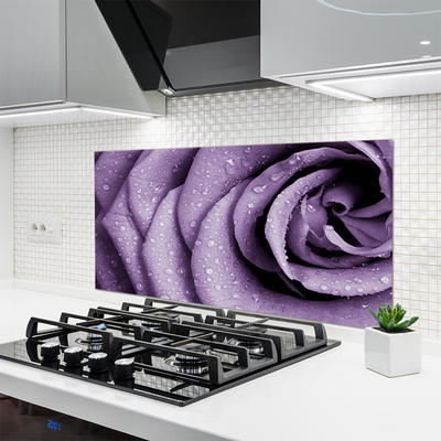 Panneaux de cuisine en verre Rose floral violet