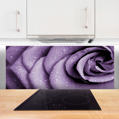 Panneaux de cuisine en verre Rose floral violet