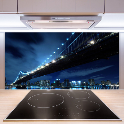 Panneaux de cuisine en verre Ville pont architecture noir bleu