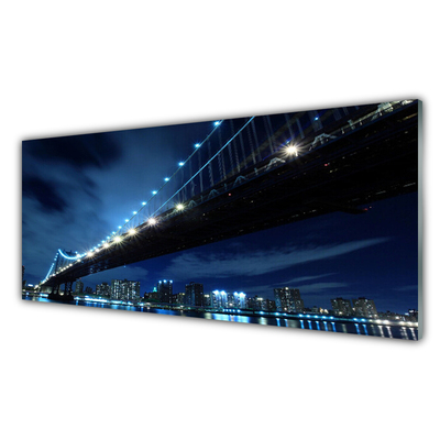 Panneaux de cuisine en verre Ville pont architecture noir bleu
