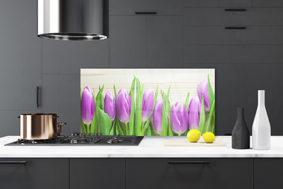 Panneaux de cuisine en verre Tulipes floral rose vert