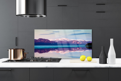 Panneaux de cuisine en verre Montagne lac paysage blanc brun bleu noir