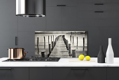 Panneaux de cuisine en verre Pont mer architecture gris