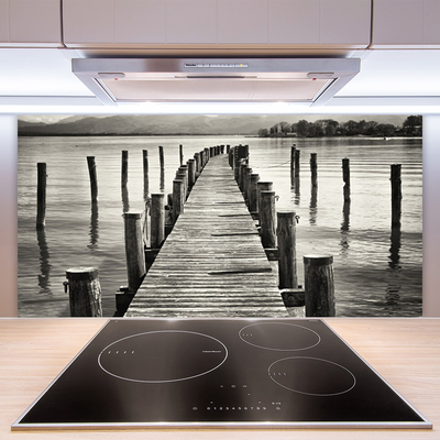 Panneaux de cuisine en verre Pont mer architecture gris