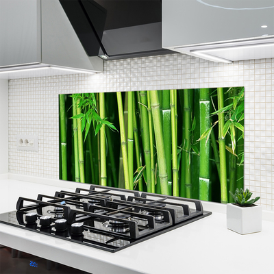 Panneaux de cuisine en verre Bambou floral vert