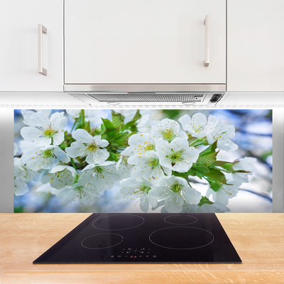 Panneaux de cuisine en verre Fleurs floral vert blanc