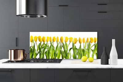 Panneaux de cuisine en verre Tulipes floral vert jaune
