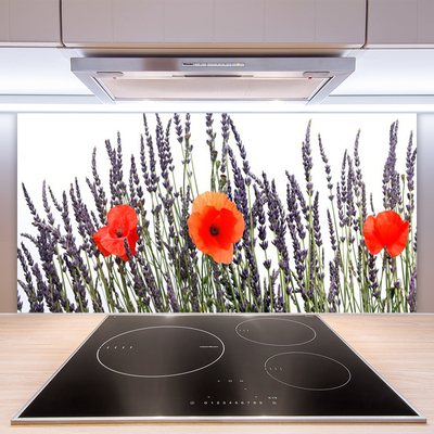 Panneaux de cuisine en verre Fleurs floral violet rouge vert