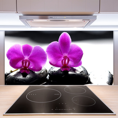 Panneaux de cuisine en verre Pierres fleurs floral rose noir