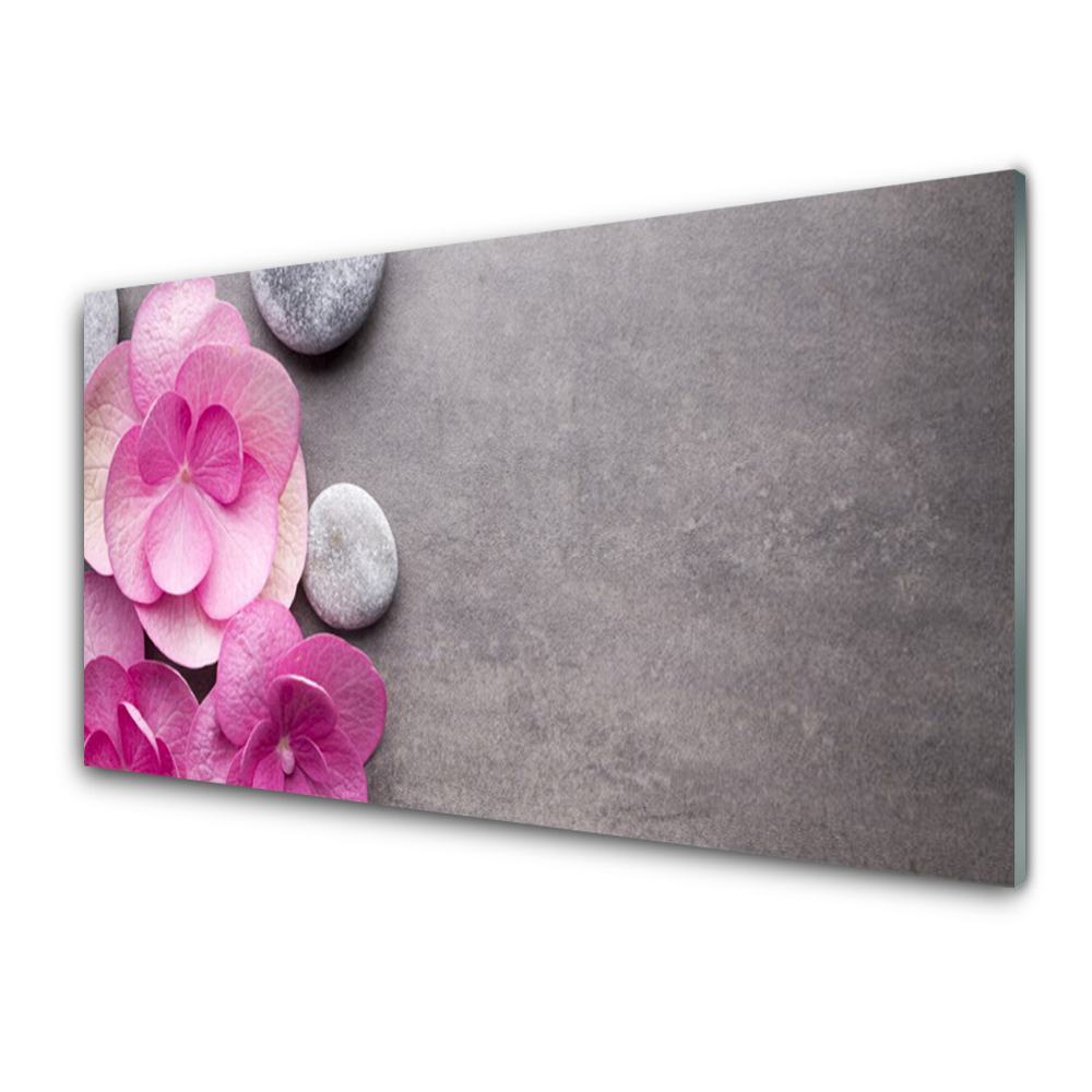 Panneaux de cuisine en verre Fleurs pierres floral rose gris