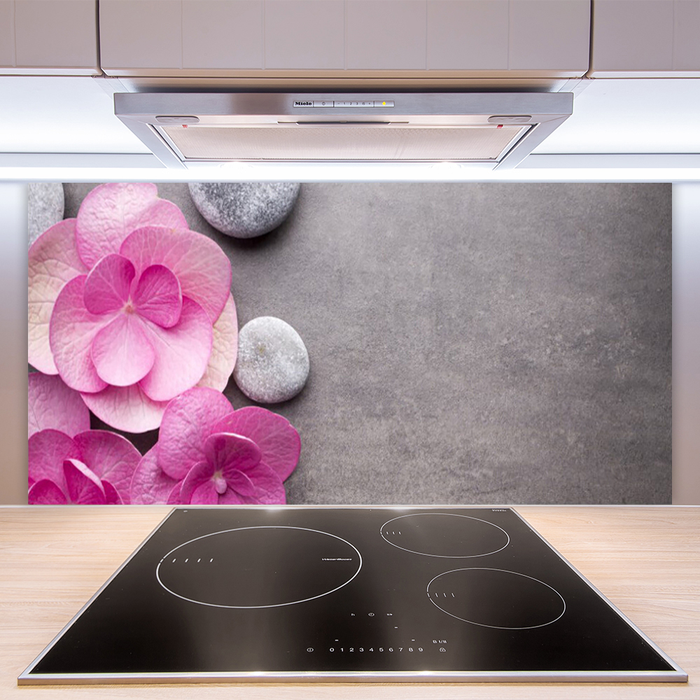Plaque de protection en verre pour poêle 60x52 Rose