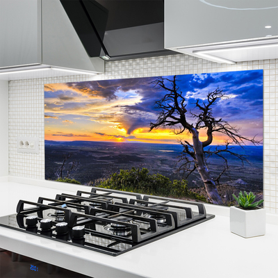 Panneaux de cuisine en verre Arbre paysage brun