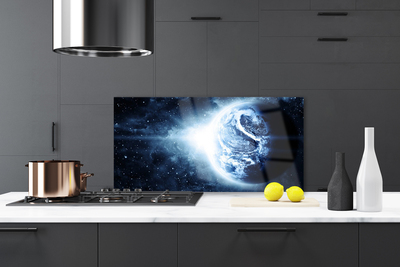 Panneaux de cuisine en verre Globe univers noir bleu blanc