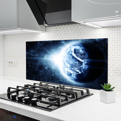 Panneaux de cuisine en verre Globe univers noir bleu blanc