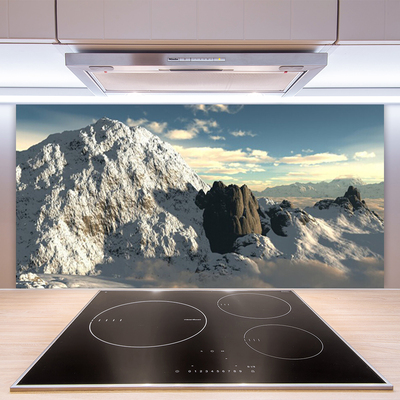 Panneaux de cuisine en verre Montagnes paysage gris blanc