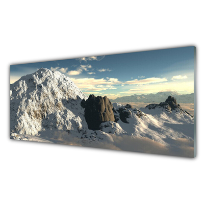 Panneaux de cuisine en verre Montagnes paysage gris blanc