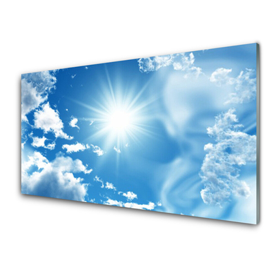 Panneaux de cuisine en verre Soleil ciel paysage blanc bleu