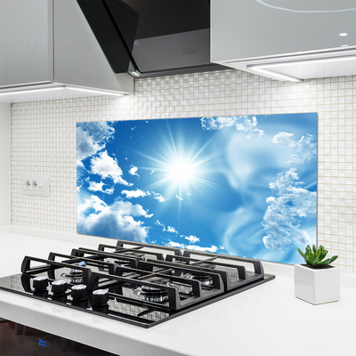 Panneaux de cuisine en verre Soleil ciel paysage blanc bleu