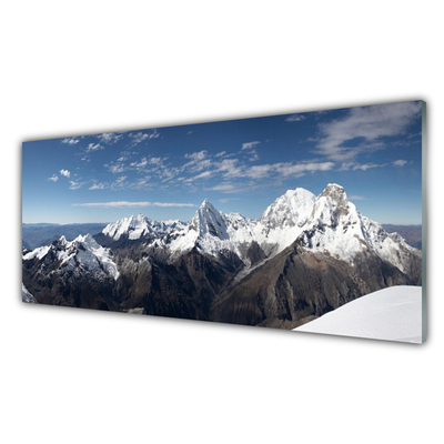 Panneaux de cuisine en verre Montagnes paysage blanc gris