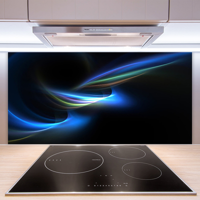 Panneaux de cuisine en verre Abstraction art noir bleu