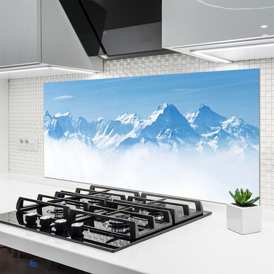 Panneaux de cuisine en verre Brouillard montagne paysage bleu blanc