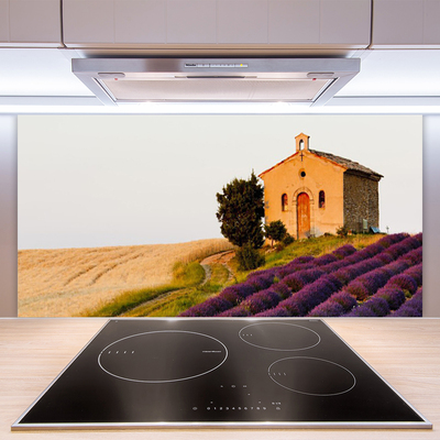 Panneaux de cuisine en verre Terrain paysage brun vert rose