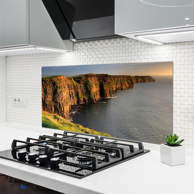 Panneaux de cuisine en verre Roche mer paysage brun gris
