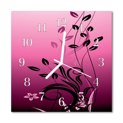 Horloge murale en verre Art des fleurs