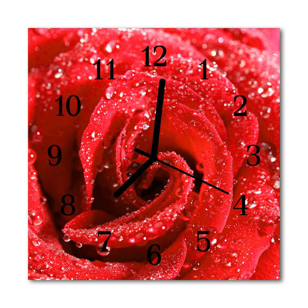 Horloge murale en verre Rose